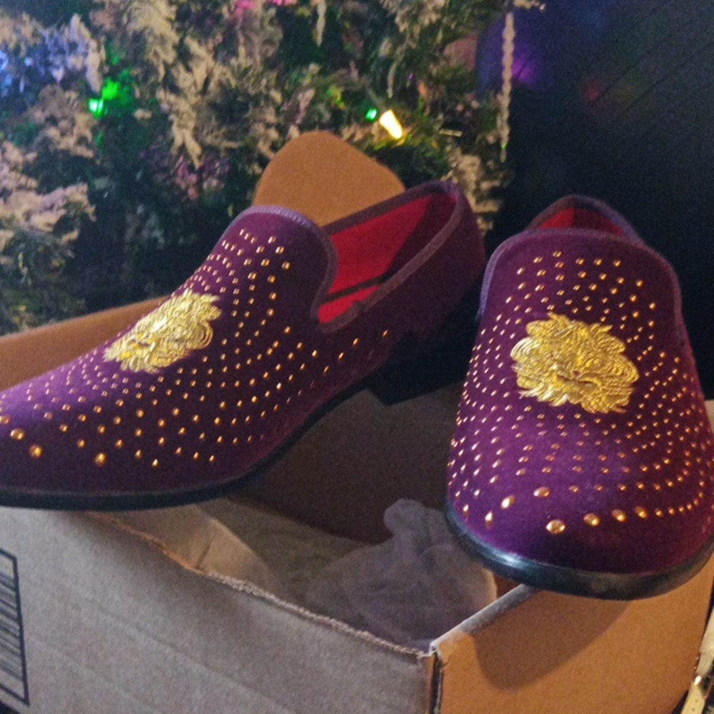 Men's vintage velvet rhinestone loafers shoes